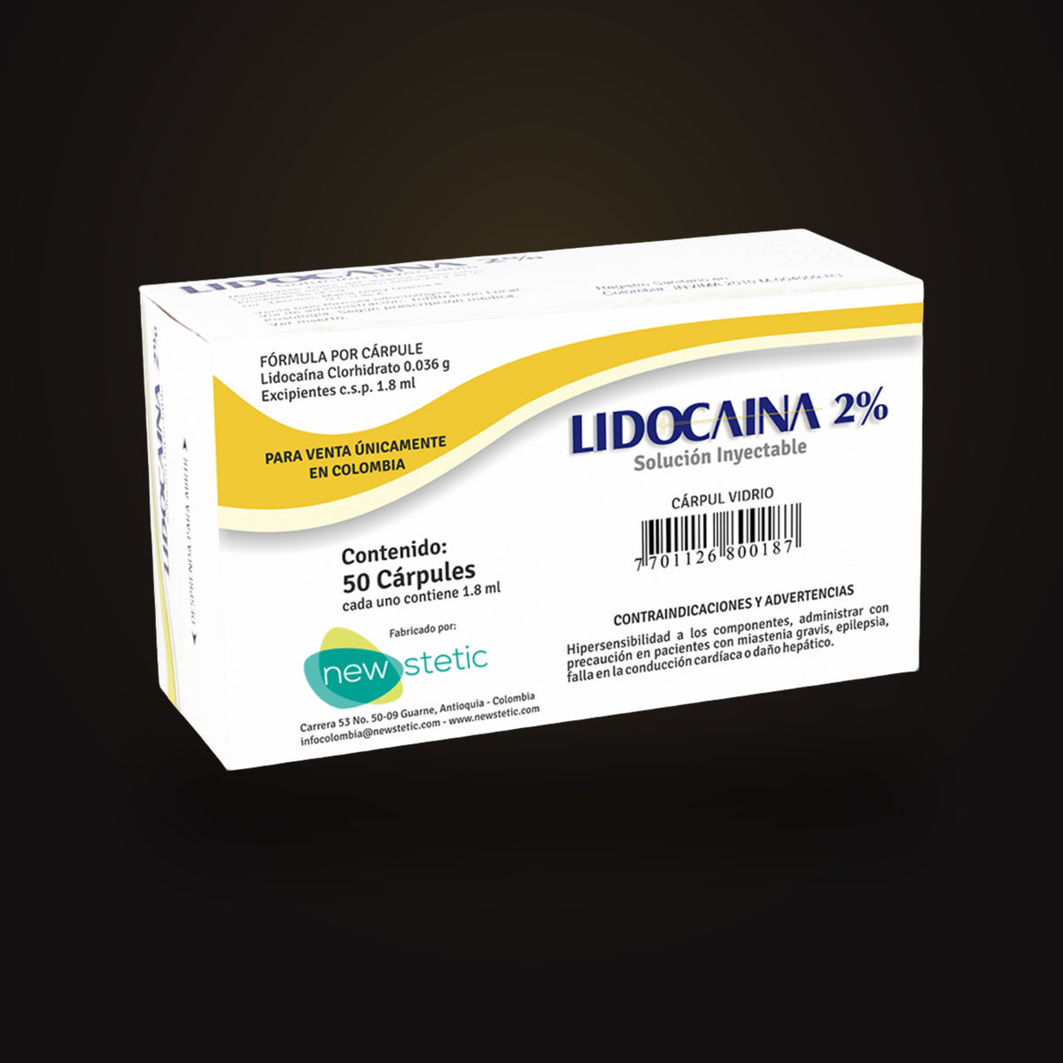 Lidocaína 2% (50 cárpules)